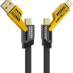 BfsTeckt Type C 9 A 1 m Metal Braided USB Type C Cable 13 A 1 m Braided 4 in 1 65W Fast Charging Cable Compatible for- & Android with MFI Certified (1 Meter) (Compatible with & Android phones, Type C to C , Usb to Lightning, C to Lightning data cable, White, One Cable)-12