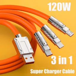HexaGear 3-in-1 Cable 6 A 1 m METAL BRAIDED 120W Multi-Port 3-in-1 USB Cable for Blazing Fast Charging with Strong Build-image-39