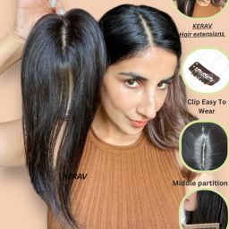 good lenght straight natural black hair topper Hair Extension-image-72