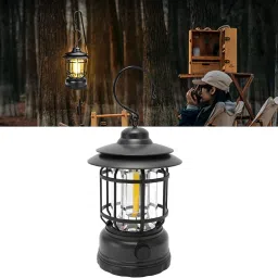 Outdoor Lighting Camping Vintage Tabletop Lanterns Black Metal, Plastic Hanging Lantern-18