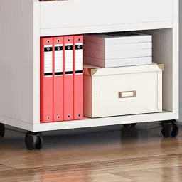 uniaart Bookshelf2 Layer Storage Rack with Wheels Engineered Wood Open Book Shelf image 2
