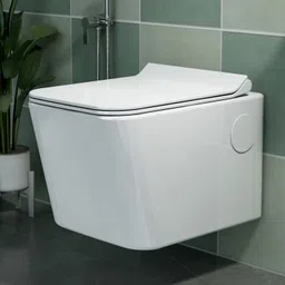 plantex Ceramic Wall Hung Commode/P Trap Western Commode for Toilet/Rim Washdown Western Toilet with Soft Close Toilet Seat Cover-(990) Western Commode-picture-33