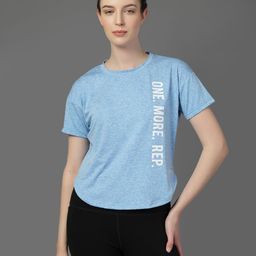 hrx by hrithik roshan Women Printed Round Neck Polyester Blue T-Shirt-picture-16