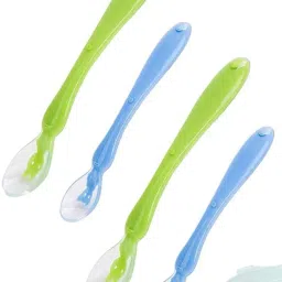 4 Soft Tip Silicone Spoon, Multicolor- Silicone-28
