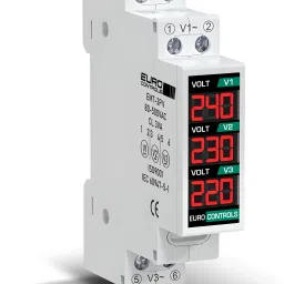 EMT-3PV 3-Phase Volt Meter True RMS 50-500 Volts Din Mount - Accurate Voltmeter-6