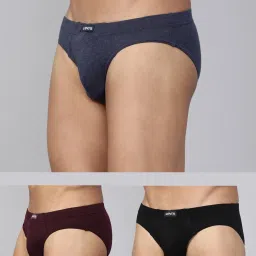 Pack of 3 Contoured Double Pouch, Tag Free & Smartskin Technology Style# 011 Comfort Solid Men Brief-5
