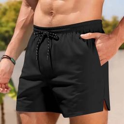 Solid Men Black Sports Shorts-image-67
