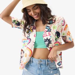 Women Regular Fit Graphic Print Curved Collar Casual Shirt-image-4