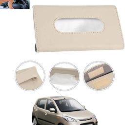 Beige Leatherite Rectangle Shape Fancy Design Tissue Dispencer For Car-51 Vehicle Tissue Dispenser-12