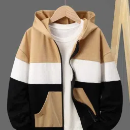 Men Full Sleeve Color Block Hooded Sweatshirt-image-35