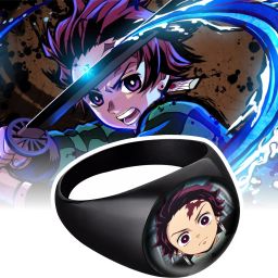 Anime Demon Slayer Tanjiro Kamado Casual Fashion Collectible Metal Ring-image-27