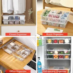 dew mat Multipurpose Plastic Storage Box with 5 Dividers (Transparent), Rectangular Storage Box image 5