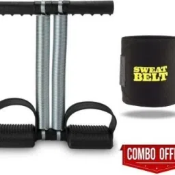 Combo of Tummy Trimmer, Sweat Belt for Stretching Toning Exercising Workout itness Equipment at Home Gym Kit Fitness Accessory Kit Kit-18
