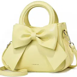 Yellow Women Sling Bag Women Bow Handheld Shoulder Bag Crossbody And Sweet Small Bucket Bag (Yellow))-image-73