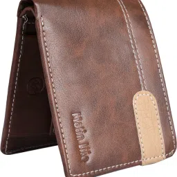 Men Casual Brown Artificial Leather Wallet - Regular Size-image-8