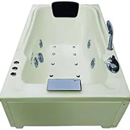 Bonn 4.5 ft Jacuzzi with Bubble Bath, Filler System & Side Panel - Ivory Free-standing Bathtub-image-6