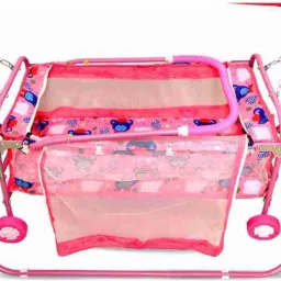 Modern Baby Cradle with Canopy and Wheels Bassinet-16