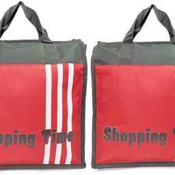 Heavy Duty Collapsible Polyester Grocery Shopping Bag/Eco-Friendly Multipurpose Carry Bag/Thela/Jhola/Girls Tote Bag/16 Litre/Messenger Bag &Thick Bottom (Red, 34 x 12 x 38 cm Set of 2) Pack of 2 Grocery Bags-image-13
