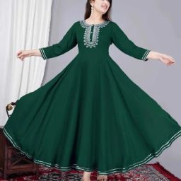 Women Embroidered Viscose Rayon Gown Kurta-image-46