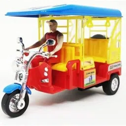 Pull Back E-Rickshaw Toy for Kids | Friction-Powered Auto Rickshaw-1