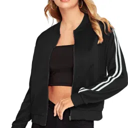 Women Striped Fleece Jacket-image-60