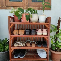 Cane Rack Book Shelf for Office ,Utility Planter Bamboo multipurpose use Solid Wood Open Book Shelf-24