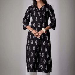 Women Printed Viscose Rayon Straight Kurta-image-8