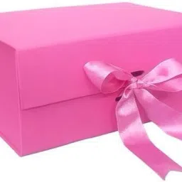 Pink Gift Box with Satin Ribbon Empty Multipurpose Hamper Box Gift Box Cardboard, Satin Ribbon (Pack of 1 Pcs) Gift Wrapper-image-5