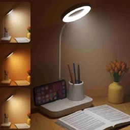 Powerful Rechargeable lamp with Pen Holder 3 Dimmable Lights With Rotating Neck Study Lamp-28