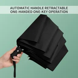 ecomzio 3 Fold Auto Open Close Compact Foldable Umbrella with Wooden Handle for Rain,Sun Umbrella image 2