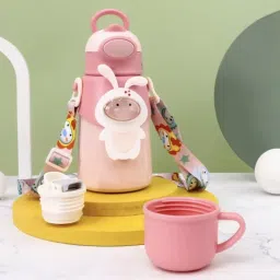 Hot & Cold Straw Sipper Water Bottle For kids Double Walled Vacuum Insulated 500-image-19