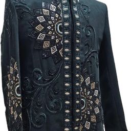 Men Embroidered Single Breasted Festive, Festive & Wedding, Party Blazer-picture-4