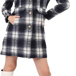 honnete 93% Polyester 3% Acrlyic Checkered Coat For Women-picture-6