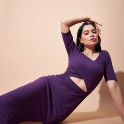 Women Bodycon Purple Maxi/Full Length Dress-image-1