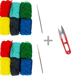 12Pcs Mix Colors Wool Ball with 2Pcs Crochet Hook and 1Pcs Thread cut-11