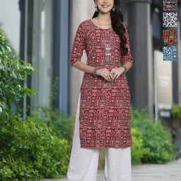 moda rapido Pack of 5 Women Printed Crepe A-line Kurta-picture-1