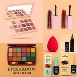 Glam Kit – 18 Color Eyeshadow, Lipsticks, Eyeliner, Mascara, Kajal & Blender-image-93