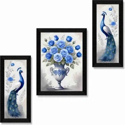 flower with couple peacock Premium wall paintings for wall decoration Digital Reprint 14 inch x 24 inch Painting-picture-18