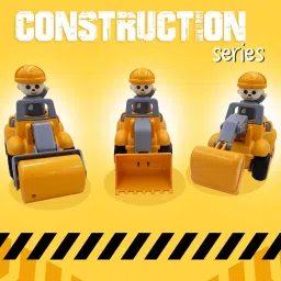Push n go Contruction Toy Set | Bulldozer, Excavator, and Roller Toy Set-3