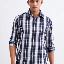 spykar Men Slim Fit Checkered Mandarin Collar Casual Shirt-picture-29