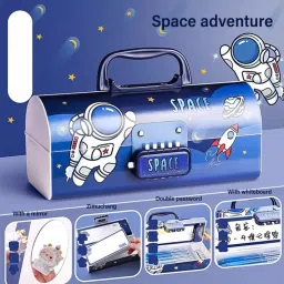 Space Astronaut Dual Password Protected Suitcase type Pencil Box For Kids Their Daily Uses With More Storage Space, Price For 1 Empty Case, RP1350-2 Art Plastic Pencil Box-27