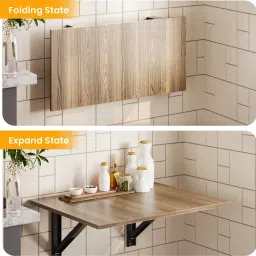 ascom Wood Wall Mounted Foldable Table | Space-Saving Wall Desk for Home & Office Use Engineered Wood Study Table image 5