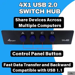 Octec 4x1 4-Port USB 2.0 Switch Hub - USB Sharing Switch for Printers Ethernet Print Server image 4