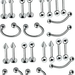 Fashion jewellery Valentine Stylish body piercing Ear Eyebrow Nose Lip Silver Steel Jewelry for Men/Women/Boys/Girls (Pack of 12) Jewelry Set for Women Men Metal Hoop Earring, Stud Earring, Earring Set-image-3