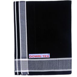 GOWRI TEX Black Dhoties 1 Solid Men Dhoti-image-3