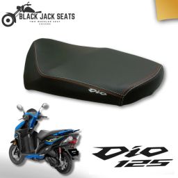Premium Plain Black Waterproof seat cover with orange & white stitch for Dio 125 Single Bike Seat Cover For Honda Dio-image-17