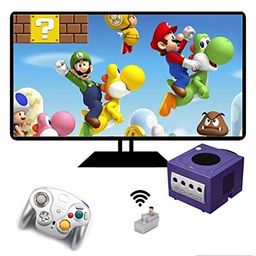 VTone Wireless Gamecube Controller, 2 Pieces 2.4G Wireless Classic Gamepad with Receiver Adapter for Wii Gamecube NGC GC (Black and Silver) image 5