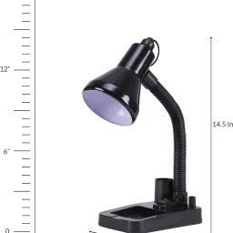 kundanlighting Adjustable Study Lamp With Round Flexible Neck For Study (Black) Study Lamp image 3