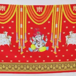 Ganesh Pooja Special Household Functions 8*5 Feet Curtain Fabric-38