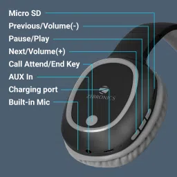 zebronics Zeb- Thunder, With 60H Backup, BT v5.3, Gaming Mode, ENC, AUX, mSD, Dual Pairing Bluetooth Headset image 3